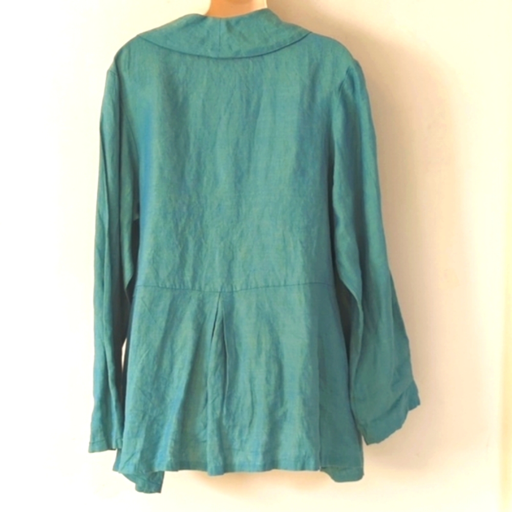 Bryn Walker Sea Green Linen Blazer M - Picture 2 of 14
